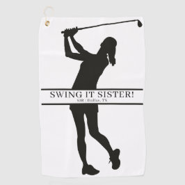 Lady Golfer Silhouette Personalized Monogram Golfhanddoek