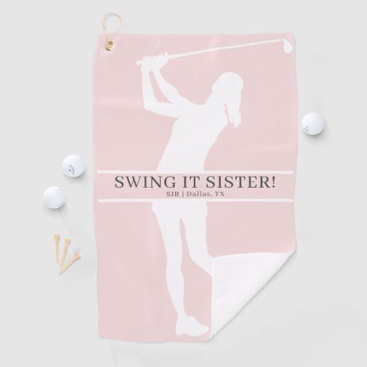 Lady Golfer Silhouette Personalized Monogram Golfhanddoek (Insitu)