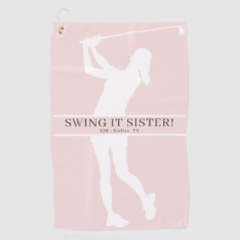 Lady Golfer Silhouette Personalized Monogram Golfhanddoek
