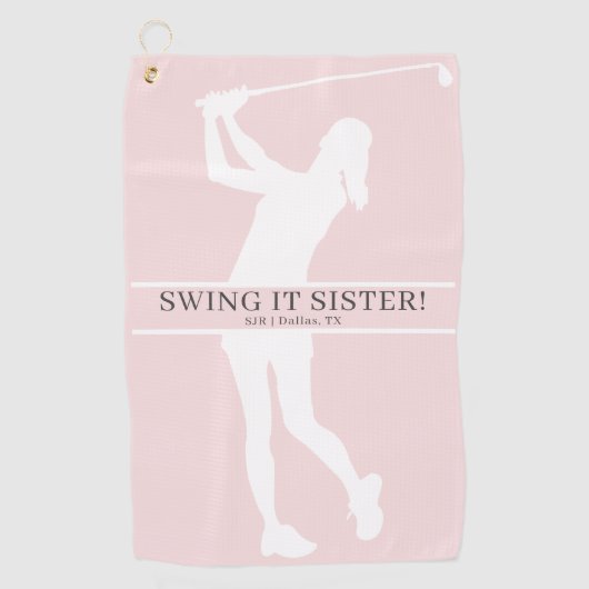 Lady Golfer Silhouette Personalized Monogram Golfhanddoek (Voorkant)
