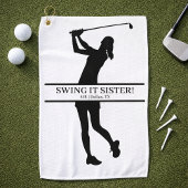 Lady Golfer Silhouette Personalized Monogram Golfhanddoek