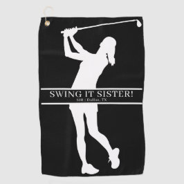 Lady Golfer Silhouette Personalized Monogram  Golfhanddoek