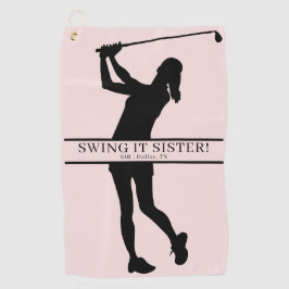 Lady Golfer Silhouette Personalized Monogram Golfhanddoek