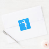 Lady Golfer Silhouette Sticker Blauw (Envelop)