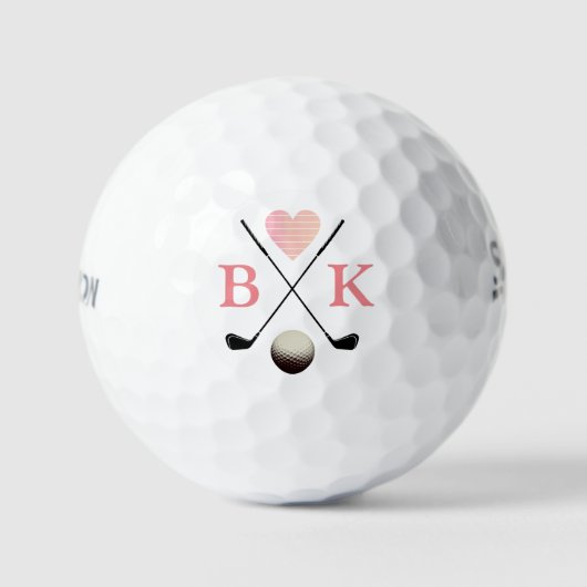 Lady Golfer, stijlvolle roze, gemonocenteerde vrou Golfballen (Voorkant)