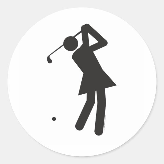 Lady-golfer-T Ronde Sticker (Voorkant)