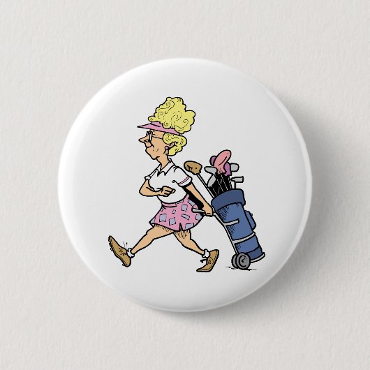 Lady Golfer Tshirts en Gifts Ronde Button 5,7 Cm (Voorkant)