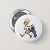 Lady Golfer Tshirts en Gifts Ronde Button 5,7 Cm (Voorkant /achterkant)