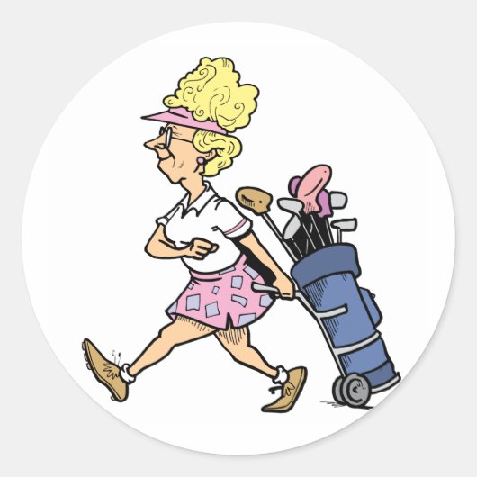 Lady Golfer Tshirts en Gifts Ronde Sticker (Voorkant)