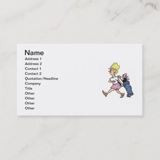 Lady Golfer Tshirts en Gifts Visitekaartje (Voorkant)