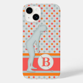 Lady Golfer Unique Polka dots Monogram Case-Mate iPhone 14 Hoesje