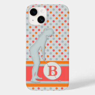 Lady Golfer Unique Polka dots Monogram Case-Mate iPhone 14 Hoesje