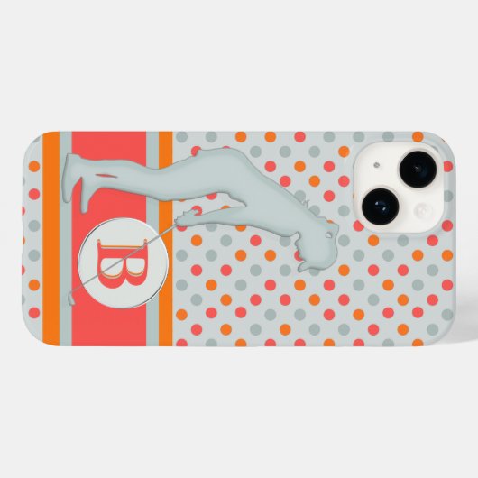Lady Golfer Unique Polka dots Monogram Case-Mate iPhone Case (Achterkant (horizontaal))