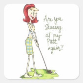 Lady Golfer Vierkante Sticker (Voorkant)