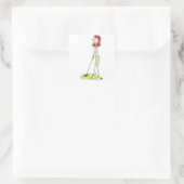 Lady Golfer Vierkante Sticker (Tas)