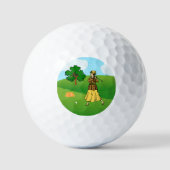 Lady Golfer voorbereiden op T-shirt uit Golfballen (Voorkant)
