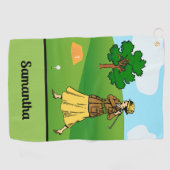 Lady Golfer voorbereiden op T-shirt uit Golfhanddoek (Horizontaal)