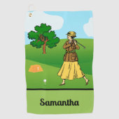 Lady Golfer voorbereiden op T-shirt uit Golfhanddoek (Voorkant)