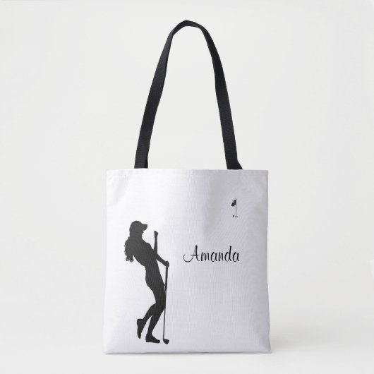 Lady Golfer White Persoonlijk Tote Bag (Voorkant)