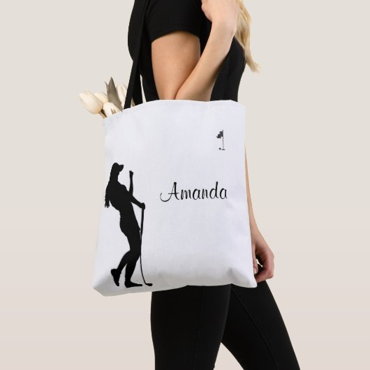 Lady Golfer White Persoonlijk Tote Bag (Dichtbij)