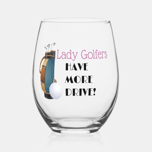 Lady golfers hebben meer Drive Stemless wijnglas Wijnglas Zonder Voet (Voorkant)
