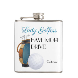 Lady golfers hebben meer drive vinyl verpakt fles heupfles
