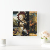 LADY, GRAPES, ANTIEK DRUIVENWIJN VIERKANTE KLOK (Huis)