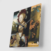 LADY, GRAPES, ANTIEK DRUIVENWIJN VIERKANTE KLOK (Hoek)