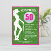 Lady Green-thema Golf Verjaardag uitnodiging (Staand voorkant)