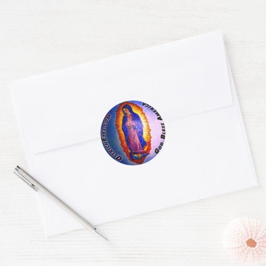 Lady Guadalupe Blessing Ronde Sticker (Envelop)