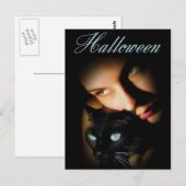 Lady & haar Blue Eyed Cat Halloween Briefkaarten (Voorkant / Achterkant)