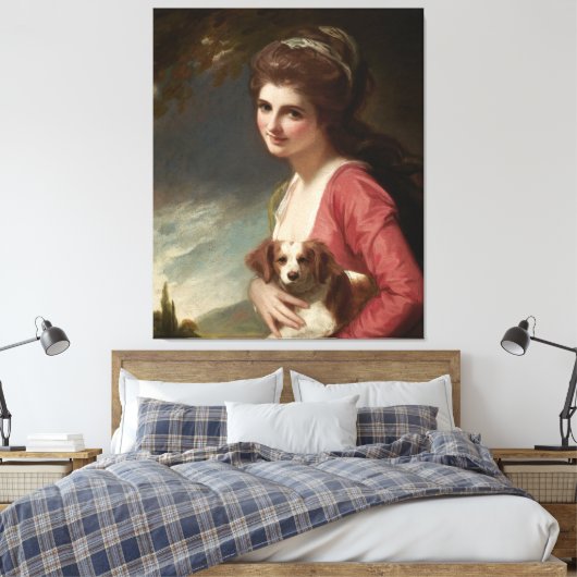 Lady Hamilton als Natuur Romney Canvas Art Afdruk (Insitu (Slaapkamer))