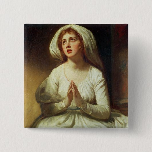 Lady Hamilton Praying Vierkante Button 5,1 Cm (Voorkant)