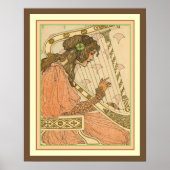 Lady & Harp Art Nouveau Print 16 x 20 (Voorkant)