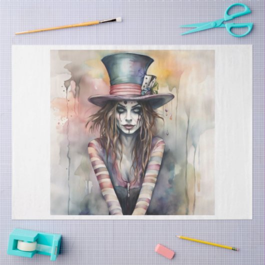 Lady Hatter Mad Hatter Decoupage Papier (Craft)