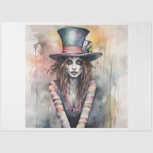 Lady Hatter Mad Hatter Decoupage Papier (Voorkant)
