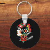 Lady Head Amerikaanse Traditional Tattoo Old Schoo Sleutelhanger (Voorkant)