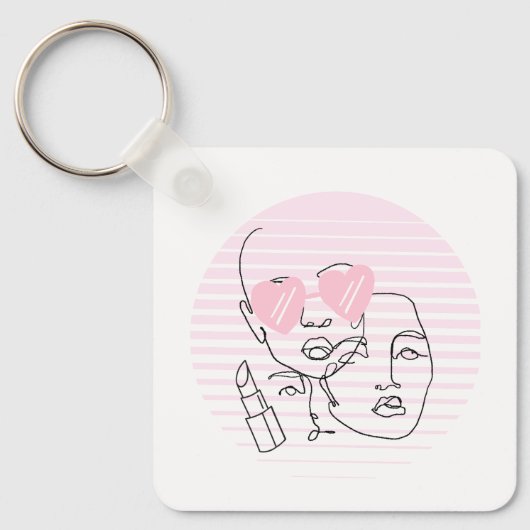 LADY HEAD LINE ART SLEUTELHANGER (Voorkant)