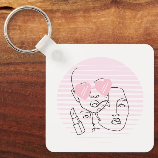 LADY HEAD LINE ART SLEUTELHANGER (Voorkant)