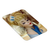 Lady Head Vaas Haar Bloem Blauwe Handschoenen Fanc Magneet (Rechterzijde)