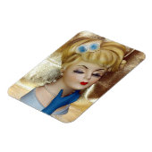 Lady Head Vaas Haar Bloem Blauwe Handschoenen Fanc Magneet (Linkerzijde)