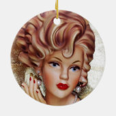 Lady Head Vaas Sassy Spiraal Haar Schoonheid in Zw Keramisch Ornament (Achterkant)