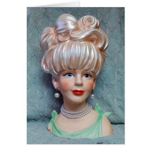 Lady Head Vase Big Bouffant Hair Pearls (Voorkant)