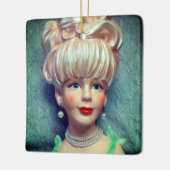  Lady Head Vase Big Bouffant Hair Pearls Keramisch Ornament (Links)