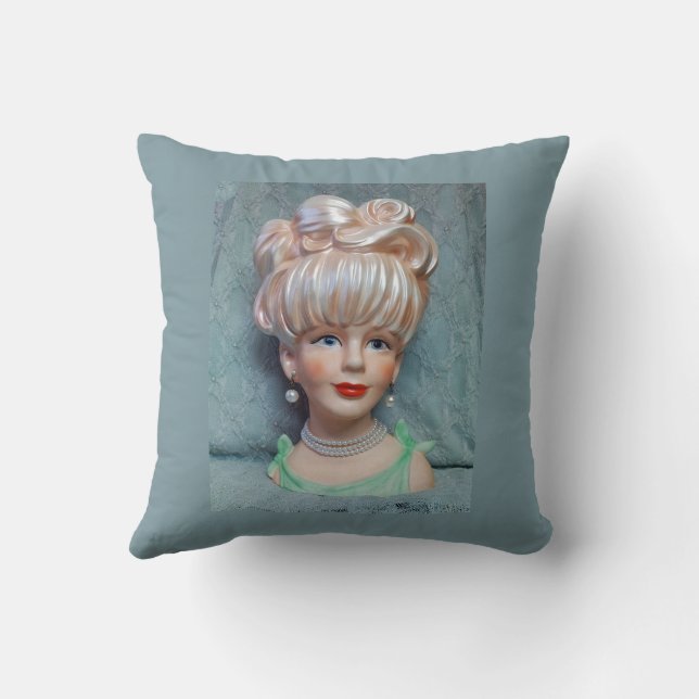  Lady Head Vase Big Bouffant Hair Pearls Kussen (Achterkant)