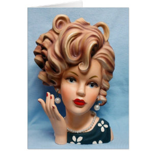  Lady Head Vase Big Kurkentrekker Hair Hand Up