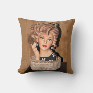  Lady Head Vase Big Kurkentrekker Hair Hand Up Kussen