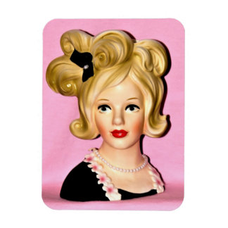 Lady Head Vase Big Wild Hair Magneet