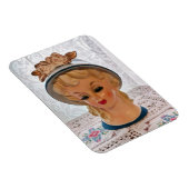 Lady Head Vase Blonde Teen Blue Pet Flower Magneet (Rechterzijde)