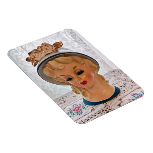 Lady Head Vase Blonde Teen Blue Pet Flower Magneet (Rechterzijde)